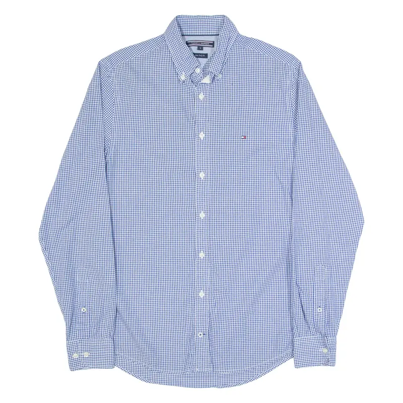 TOMMY HILFIGER New York Fit Mens Shirt Blue Gingham Long Sleeve S