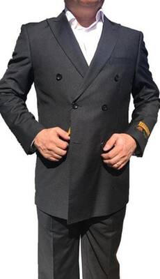 Men Classic Fit Suit - Pleated Pants Gray Athletic Fit Suits - Executive Cut Suit