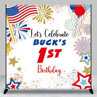 Independence Day Custom 1st Birthday Backdrop For Kid