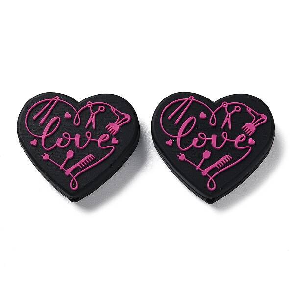 Food Grade Heart with Word Love Silicone Focal Beads