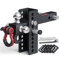 TYT Adjustable Heavy-Duty Trailer Hitch Tri-Ball Mount with Locks&Pin&Rotatable Tow Shackle, Fits 2-in Receiver, 6-7/8\