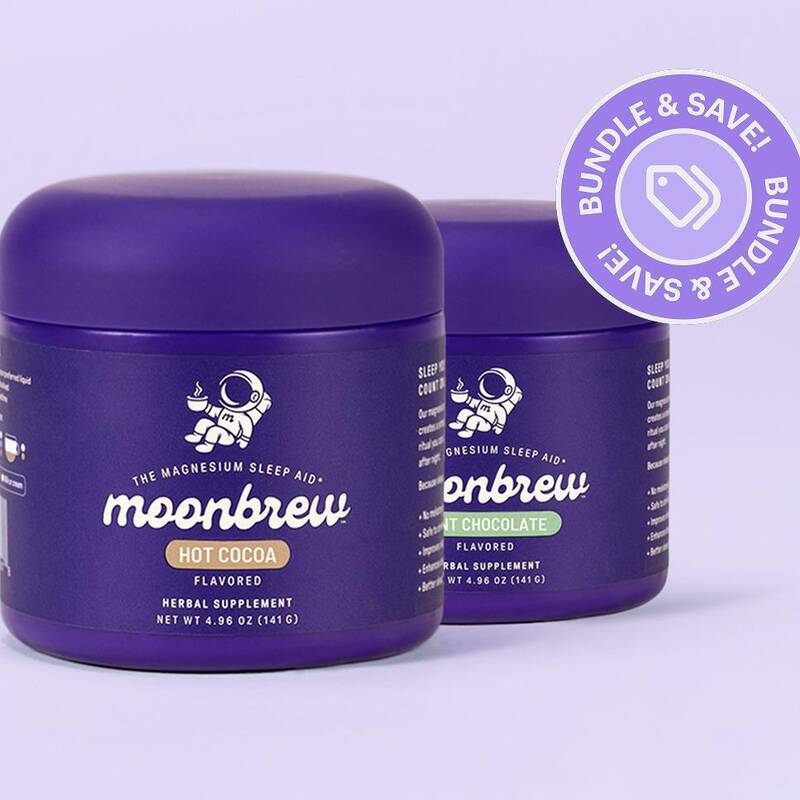 MoonBrew Natural Sleep Aid [Double Cocoa Pack] - Melatonin-Free Magnesium Drink Mix with 11 Super Foods  - Sugar-Free Na