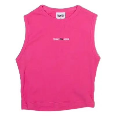 TOMMY JEANS Womens Vest Pink Sleeveless XXS