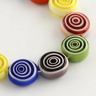 Flat Round Handmade Millefiori Glass Beads
