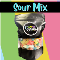 1lb Sour Assorted Gummy Mix - Sour Candy Snack - Resealable Bag - sour animals, bottles, drops and much more! blue