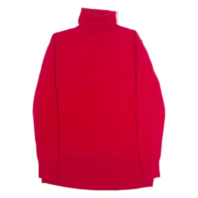 MASSIMO DUTTI Womens Jumper Red Roll Neck Tight Knit Wool S