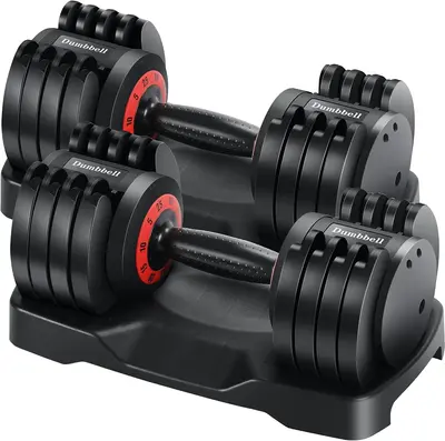 Rengue Adjustable Dumbbells, 25 Lb Dumbbells Set of 2, Fast Adjustment Weight Dumbbell by Turning Anti-slip Handle, Exercises...