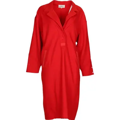 J.C. de Castlebac Iceberg Midi Dress - XL Red Wool Blend