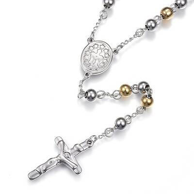 Non-Tarnish 201 Stainless Steel Rosary Bead Necklaces