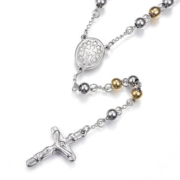 Non-Tarnish 201 Stainless Steel Rosary Bead Necklaces