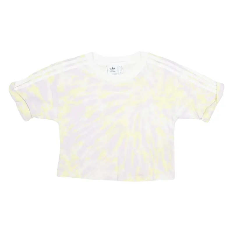 ADIDAS ORIGINALS Cropped Womens Tie Dye T-Shirt Purple Crew Neck UK 6