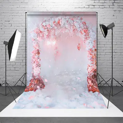 Aperturee Pink White Floral Arch Romantic Wedding Backdrop, 2X3FT(0.6MX1M), 14 USD, wedding backdrops, DMSD0Y47-M