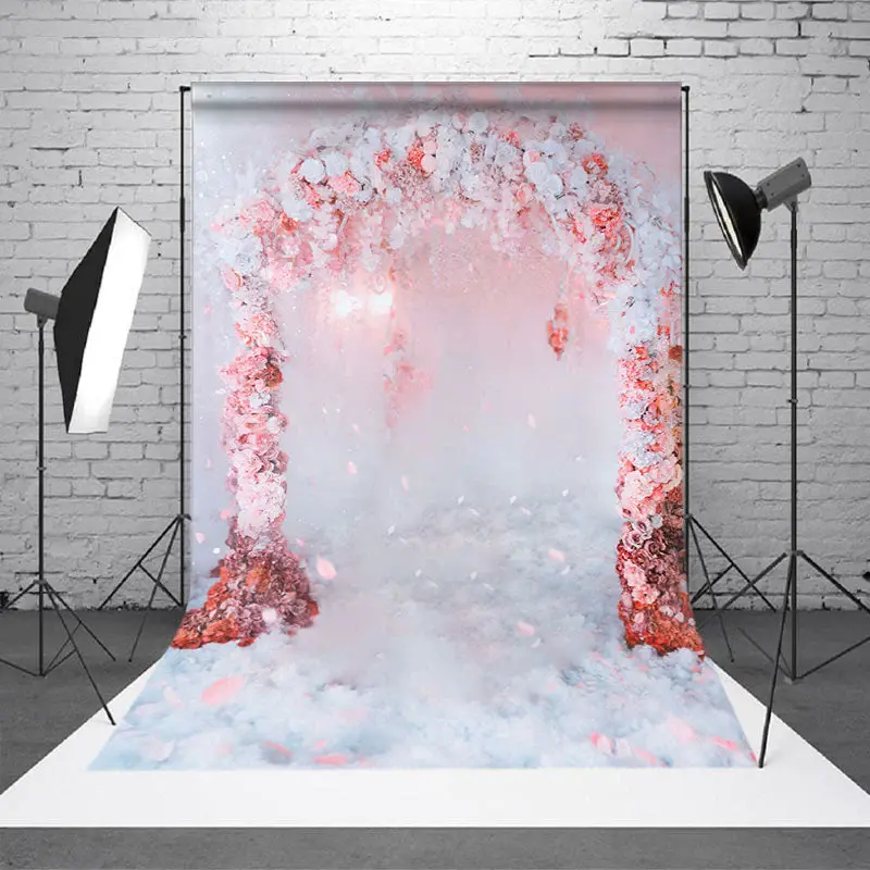 Aperturee Pink White Floral Arch Romantic Wedding Backdrop, 2X3FT(0.6MX1M), 14 USD, wedding backdrops, DMSD0Y47-M