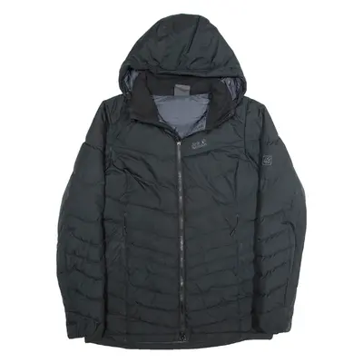 JACK WOLFSKIN Down Insulated Womens Puffer Coat Black Hooded S