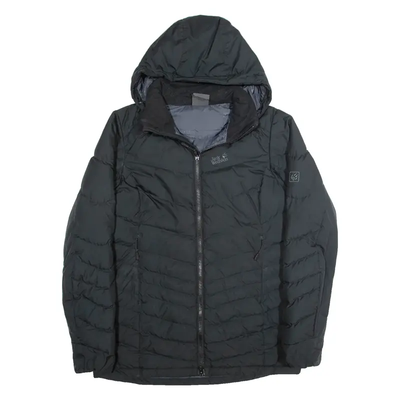 JACK WOLFSKIN Down Insulated Womens Puffer Coat Black Hooded S