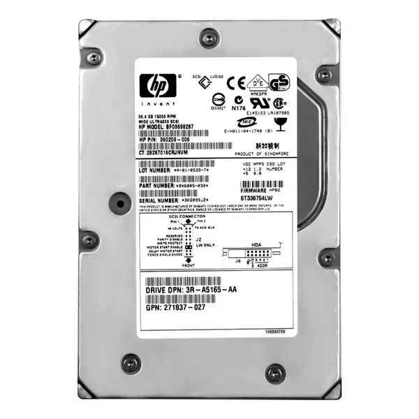 360209-006-U HP 36GB 15000RPM Ultra 320 SCSI 3.5-Inch 8MB Cache Hard Drive