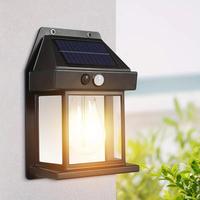 2pc 3-Mode Solar Wall Lantern - Street & Area Lighting With Motion Sensor, Dusk To Dawn Auto On/Off, Clear Panel, And Energy-...