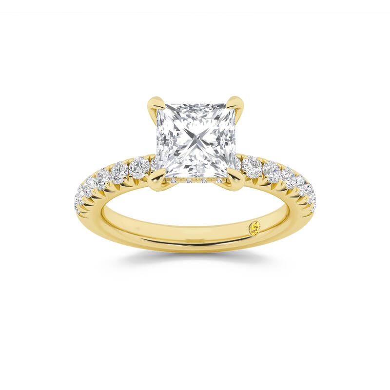 Embers Half Coverage Hidden Halo Princess Cut Lab Grown Diamond Engagement Ring | 18K Yellow Gold 4 3/4 CT. TW.