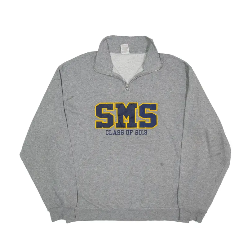JERZEES SMS Class of 2019 USA Sweatshirt Grey 1/4 Zip Mens L
