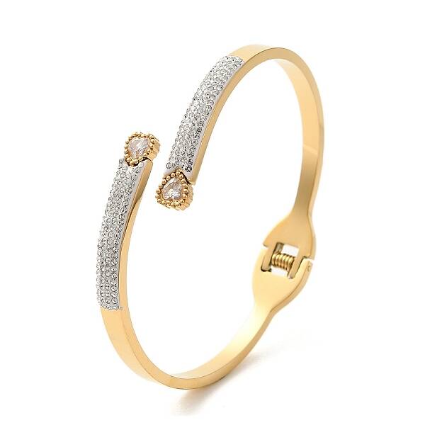 Clear Cubic Zirconia Open Cuff Bangles