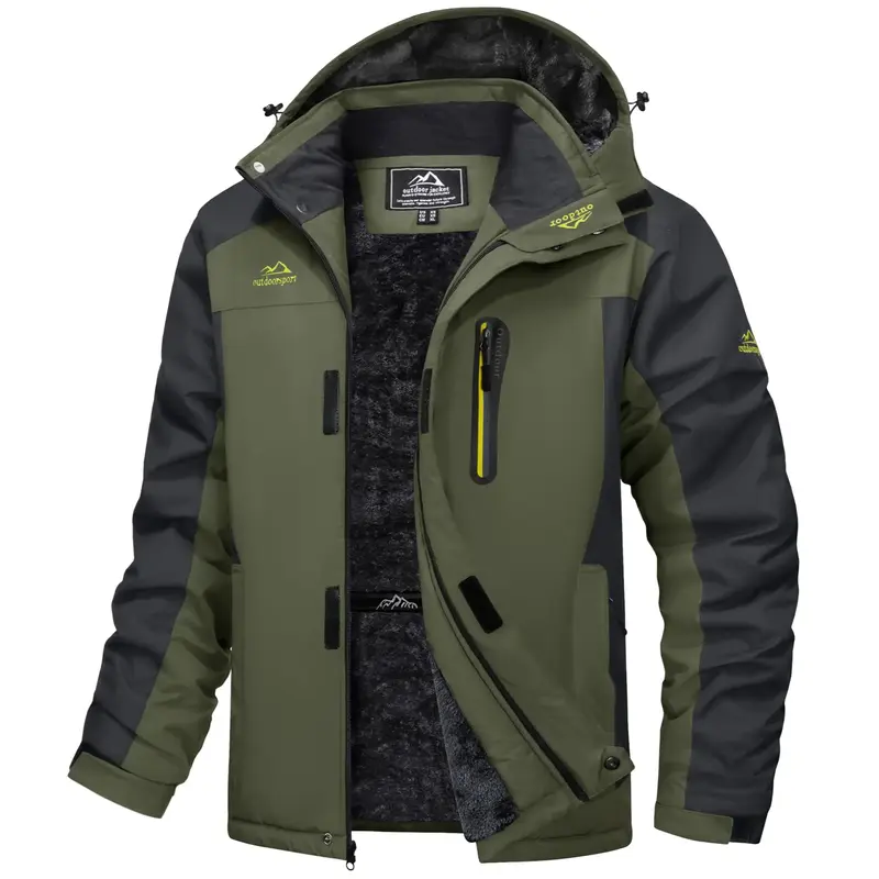 MAGCOMSEN Men's Winter Coats Water Resistant Snow Ski Jacket Fleece Lined Parka 4 Pockets FallFreshness Outdoorfun