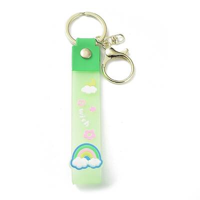 Transparent Rainbow PVC Plastic Wrist Strap Keychains