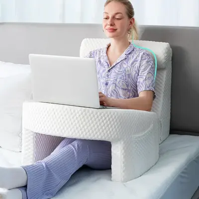 Soft Reading Pillow, Arm Rest Lap Desk Pillow with Removable & Washable Cover, Comfy Sitting Pillow for Adult Gaming, Working...