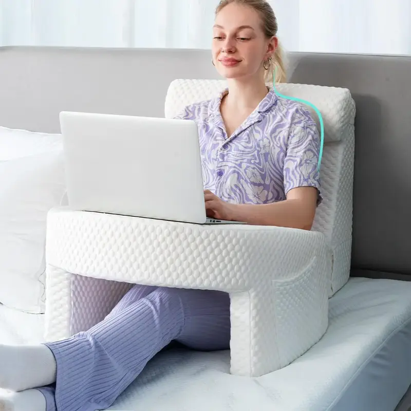 Soft Reading Pillow, Arm Rest Lap Desk Pillow with Removable & Washable Cover, Comfy Sitting Pillow for Adult Gaming, Working...