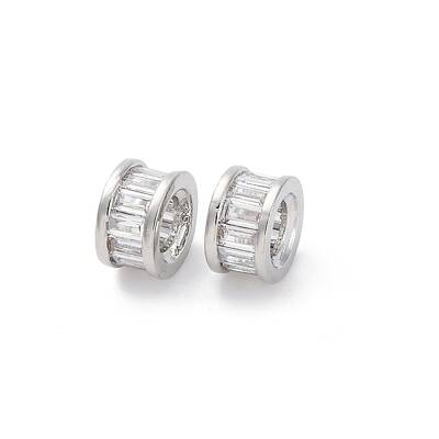 Brass Micro Pave Cubic Zirconia Spacer Beads