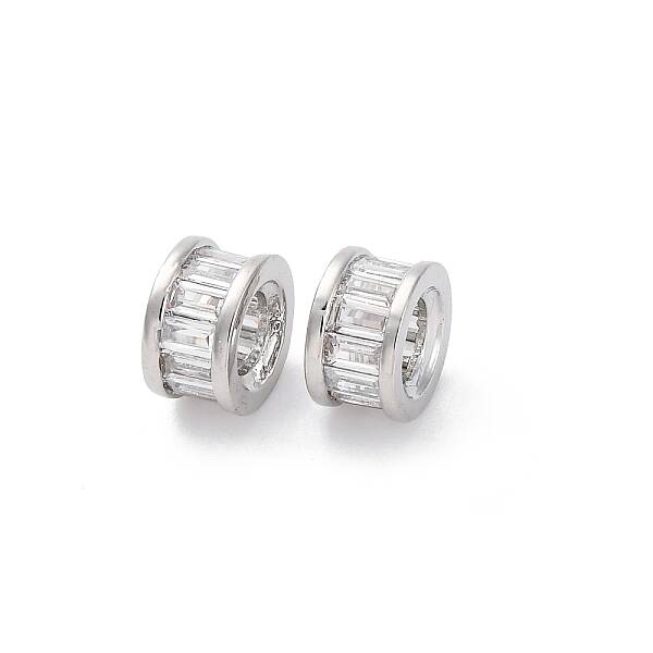 Brass Micro Pave Cubic Zirconia Spacer Beads