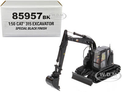 CAT Caterpillar 315 Track Type Hydraulic Excavator Special Black Finish with Operator High Line Series 1/50 Diecast Model by ...