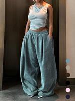 Women's Solid Drawstring High Waist Wide Leg Pants, Fashion Casual Chic Straight Leg Trousers for Spring & Fall, Women's Bott...
