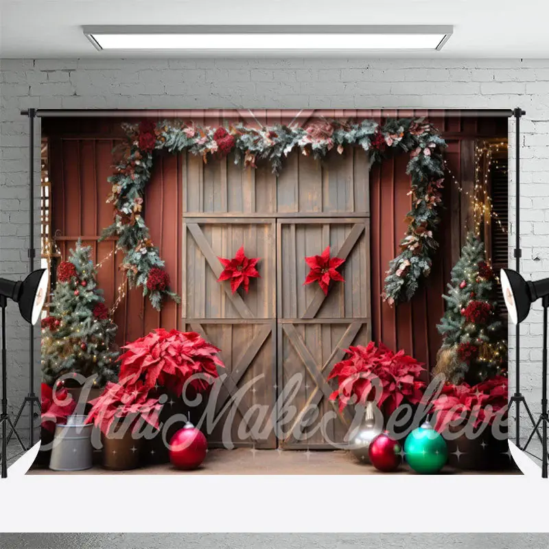 Red Floral Plants Photo Shoot Christmas Backdrop - Aperturee