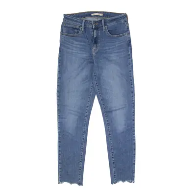 LEVI'S 721 High Rise Raw Hem Jeans Blue Denim Slim Skinny Stone Wash Womens W28 L26