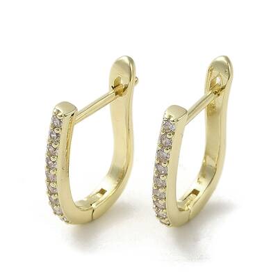 Brass Micro Pave Cubic Zirconia Arch Hoop Earring