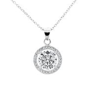 Cate & Chloe Blake 18k White Gold Plated Halo Pendant Necklace with Round-Cut Simulated Diamond Crystals, 18\