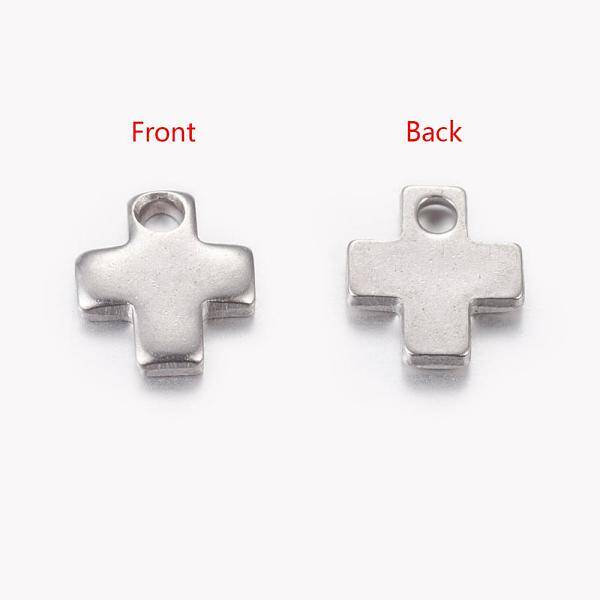 Tarnish Resistant Original Color Stamping Blank Tag Tiny Cross Charms