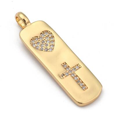 Brass Micro Pave Clear Cubic Zirconia Pendants