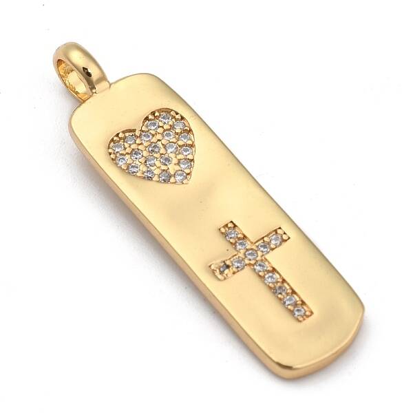 Brass Micro Pave Clear Cubic Zirconia Pendants