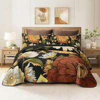Tyrot 3 Piece Boho Floral Quilt Sets Farmhouse Botanical Reversible Lightweight Bedspread Coverlet with 2 Shams Mid Century L...
