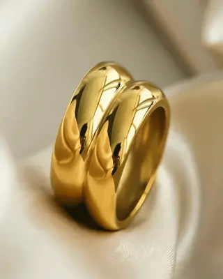 18K Gold Band Ring - MASON CHUNKY CHAIN™ - Cutout