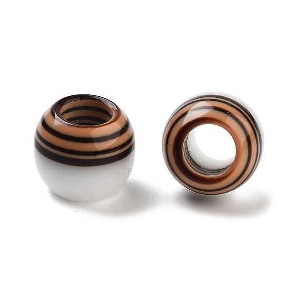 Resin Striped European Beads