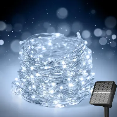 Solar Powered String Light, 33FT 100-LED String Light, Outdoor Waterproof Garden Decorative Light, LED String Light for Garde...