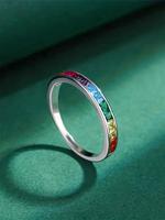 Fashion Colorful Artificial Zirconia Decor Ring, Fashion Jewelry for Party, Daily Clothing Decor, Trendy All-match & Exquisit...