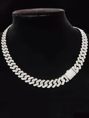 Unisex Punk Style Rhinestone Decor Chunky Chain Statement Necklace, Trendy Exquisite Cuban Link Chain, Hippie Rhinestone Deco...