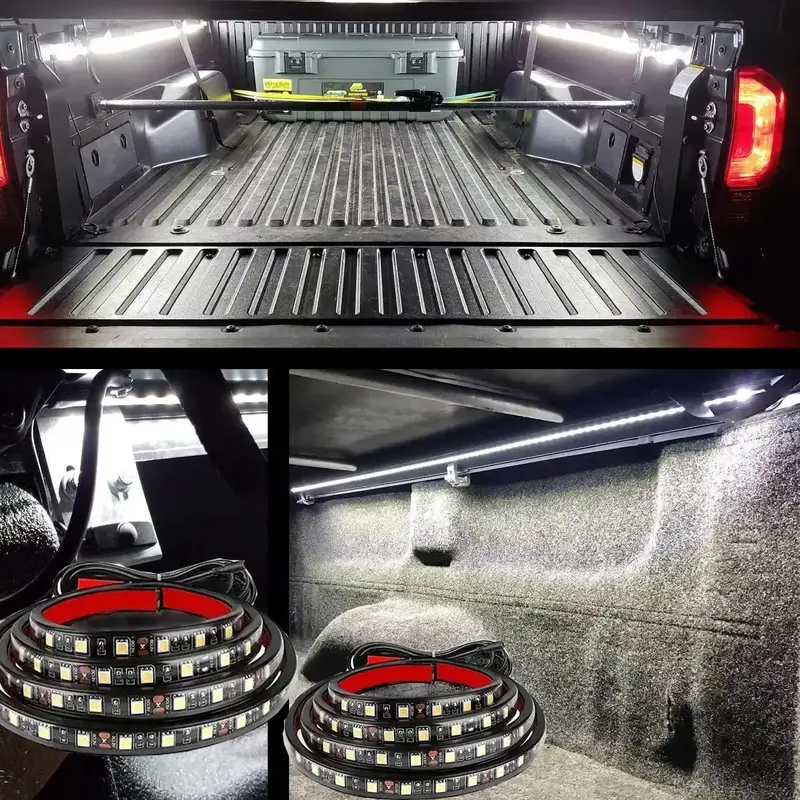 Pickup Truck Bed White LED Light Kit for Summer, 1 Set DC 12V 65W Car Interior Lighting Kit, IP65 Waterproof LED Underglow ...