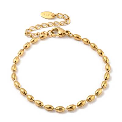 201 Stainless Steel Rugby Beaded Chain Bracelets