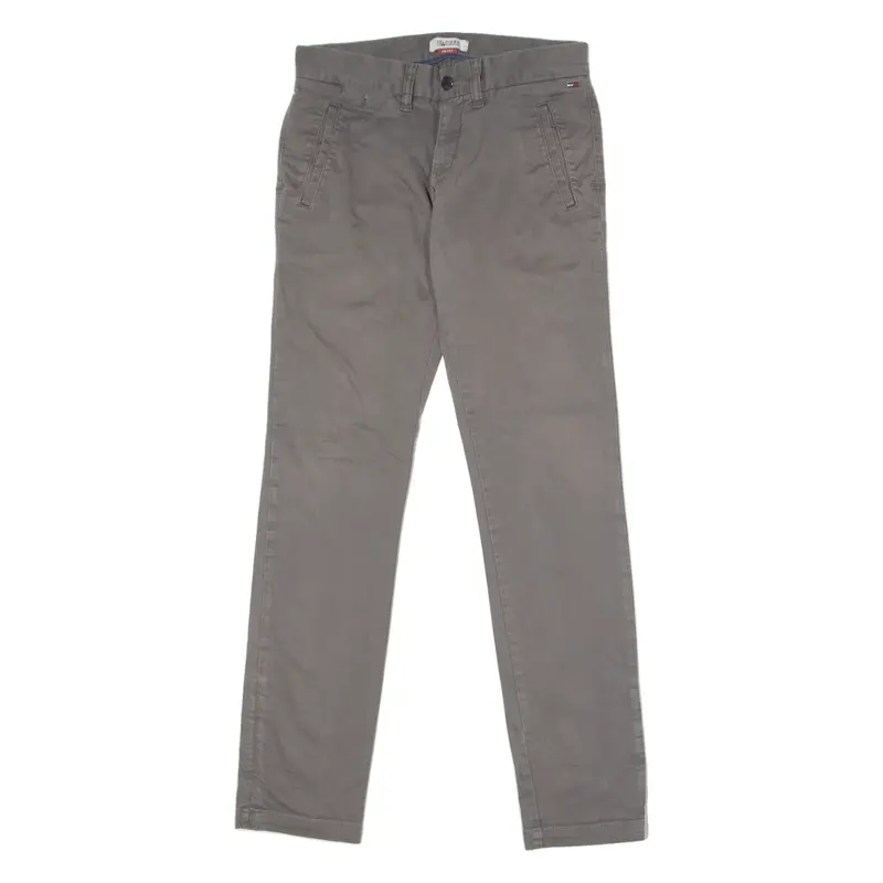 TOMMY HILFIGER Chino Mens Twill Trousers Grey Slim Tapered W28 L32