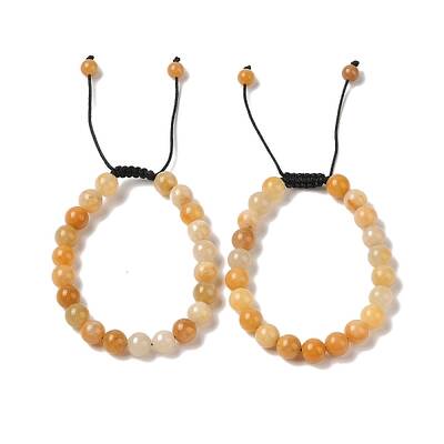8mm Round Natural Topaz Jade Braided Bead Bracelets