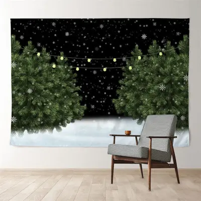 Aperturee Snowy Tree Light Outdoor Winter Scene Backdrop